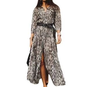 Zara S Premium Snake Python Print Long Midi Shirt Dress Blogger Fav